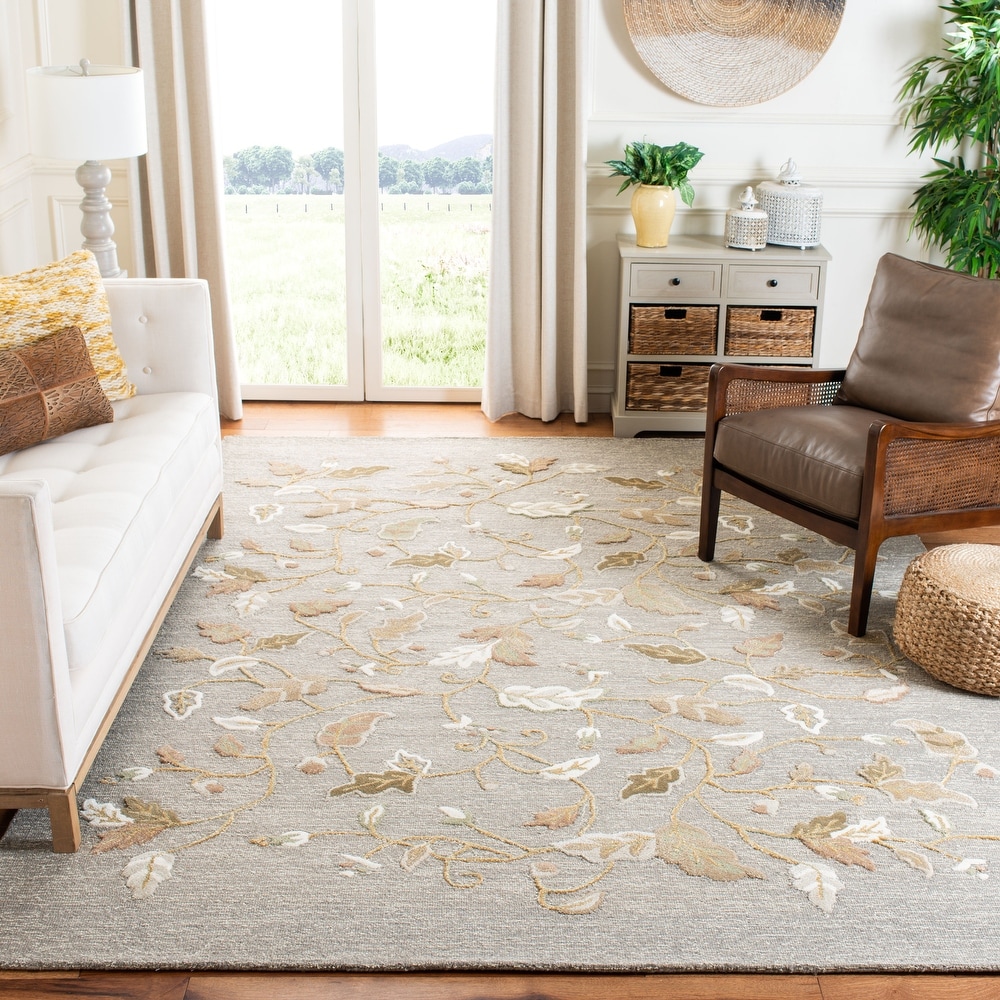 Coffee 6' x 6' Round Brown Safavieh Martha Stewart Collection MSR3258C Handmade Strolling Garden Wool & Viscose Area Rug Coffee 6' x 6' Round Brown Safavieh Martha Stewart Collection MSR3258C Handmade Strolling Garden Wool & Viscose Area Rug